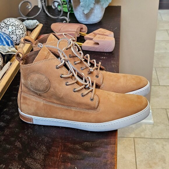 Blackstone Men's "DM-51" Leather/Nubuck High Top Sneakers, Tan, Sz 12 (EU 46)